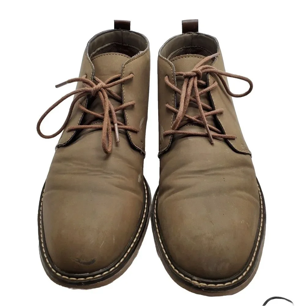 Goodfellow Mens Beige Shoes Size 9.5 Lace-Up Mid Ankle Boot‎ Chukka Style